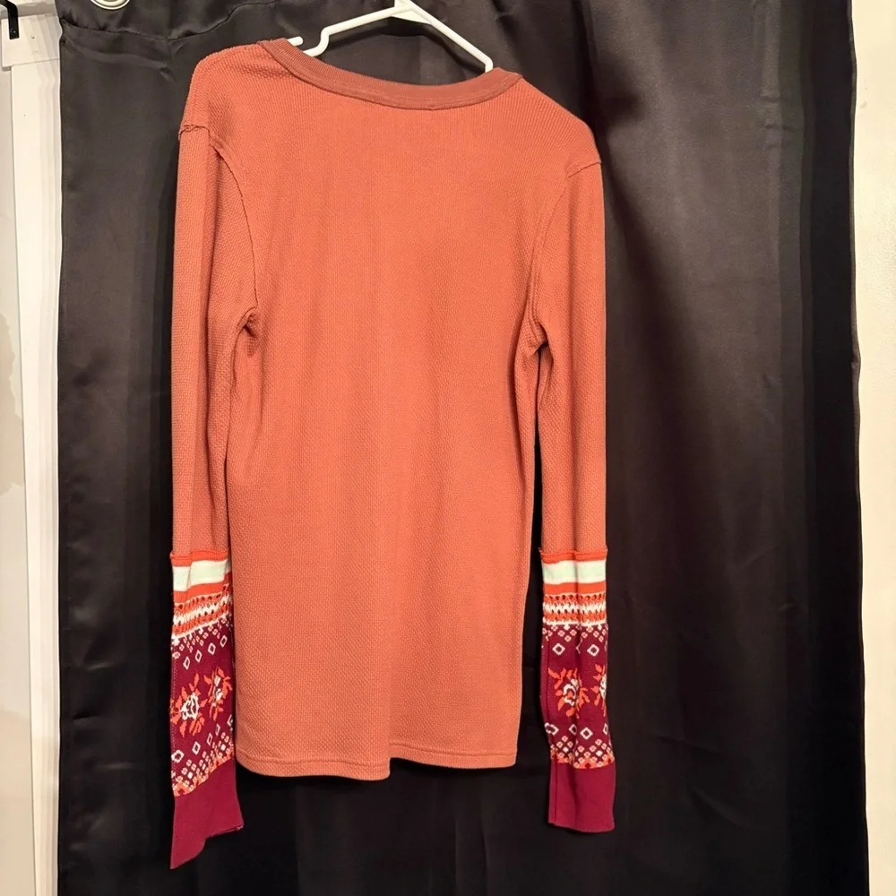 Free People Mikah Notch Neck Thermal longs sleeve top - Picture 4 of 12